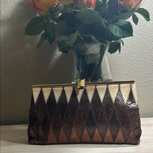 Vintage 1960s Jane Shilton Real Snakeskin handbag with frame